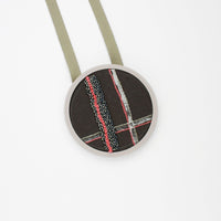 Necklace - medium embroidered & beaded with glass beads on cotton by Beatrice Mayfield