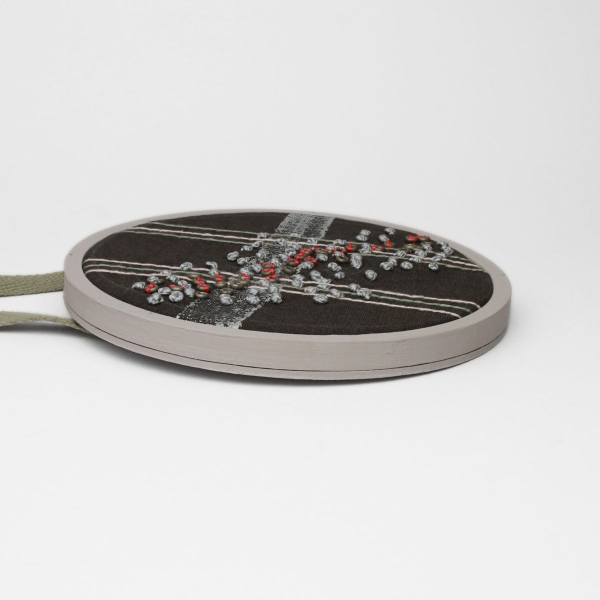 Necklace - large embroidered with French knots on cotton by Beatrice Mayfield