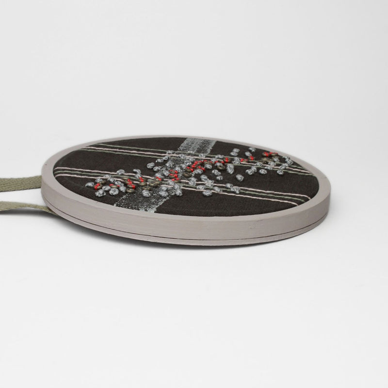 Necklace - large embroidered with French knots on cotton by Beatrice Mayfield