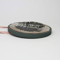 Necklace - large embroidered with beaded glass beads on cotton by Beatrice Mayfield