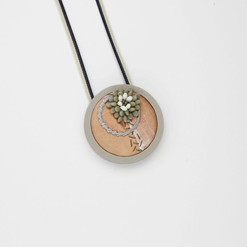 Necklace - small beaded glass beads with seeding in silk by Beatrice Mayfield