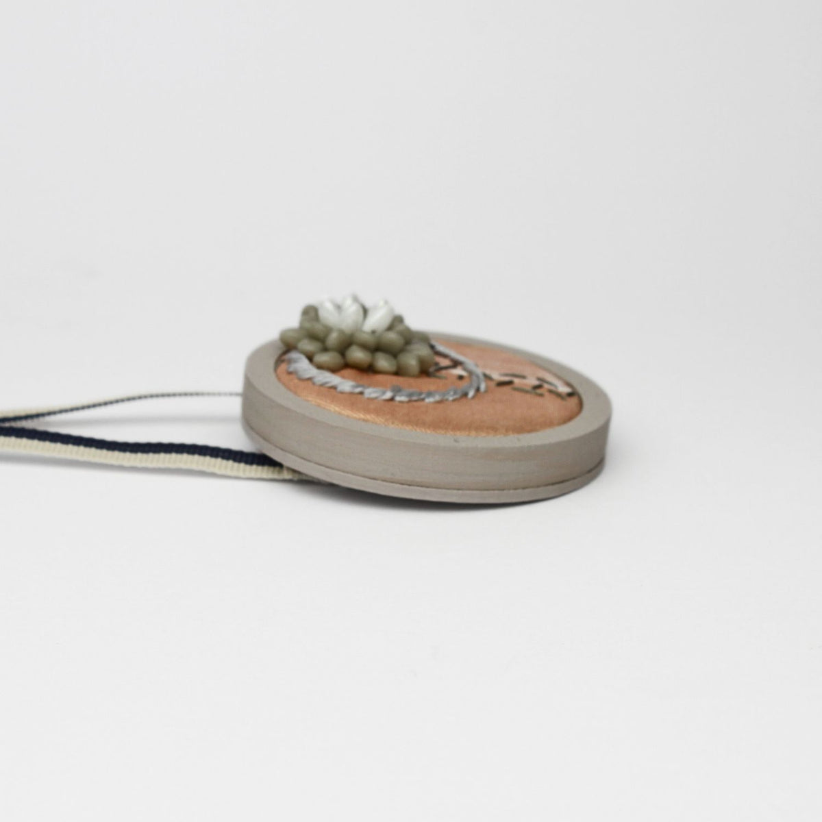 Necklace - small beaded glass beads with seeding in silk by Beatrice Mayfield