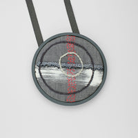Necklace - large embroidered & beaded with paint stripe on cotton by Beatrice Mayfield