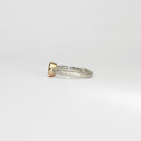 Sand band silver &9ct gold ring with morganite by Blae Maddrell