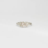 Coral cluster silver ring with pale pink zircon by Blae Maddrell