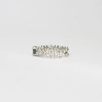 Silver moss agate & moissanite ring by Blae Maddrell