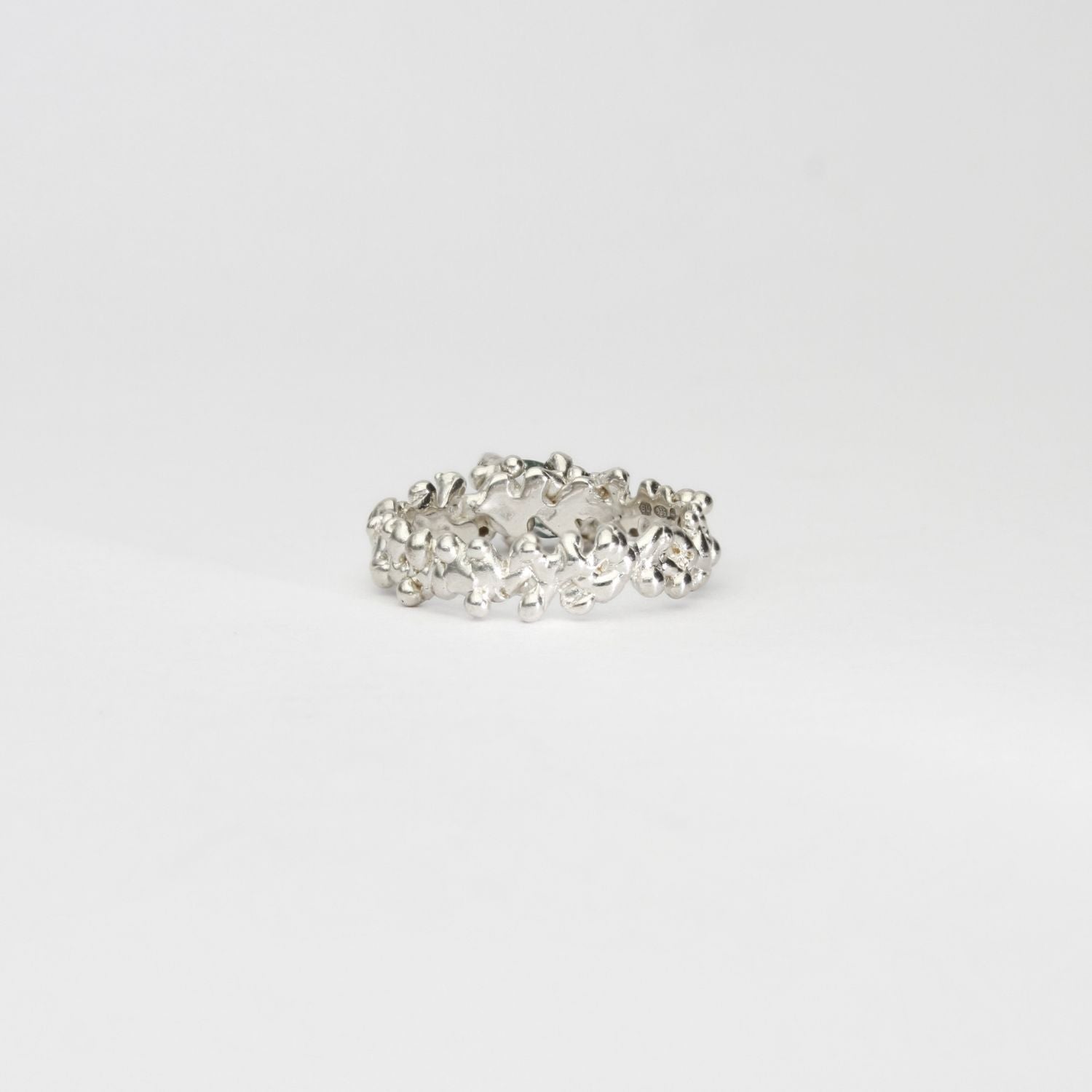 Silver moss agate & moissanite ring by Blae Maddrell
