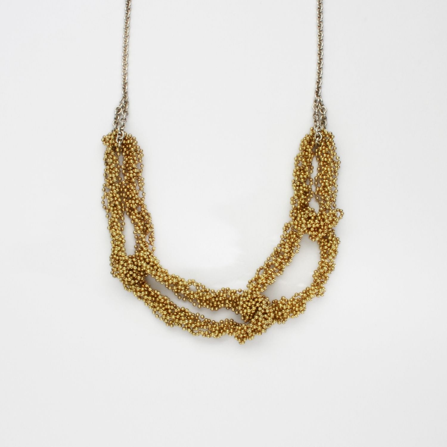 Crochet rings silver & gold plated necklace by Sabine Roth