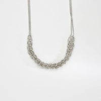 Crochet in front double row silver ball chain necklace by Sabine Roth