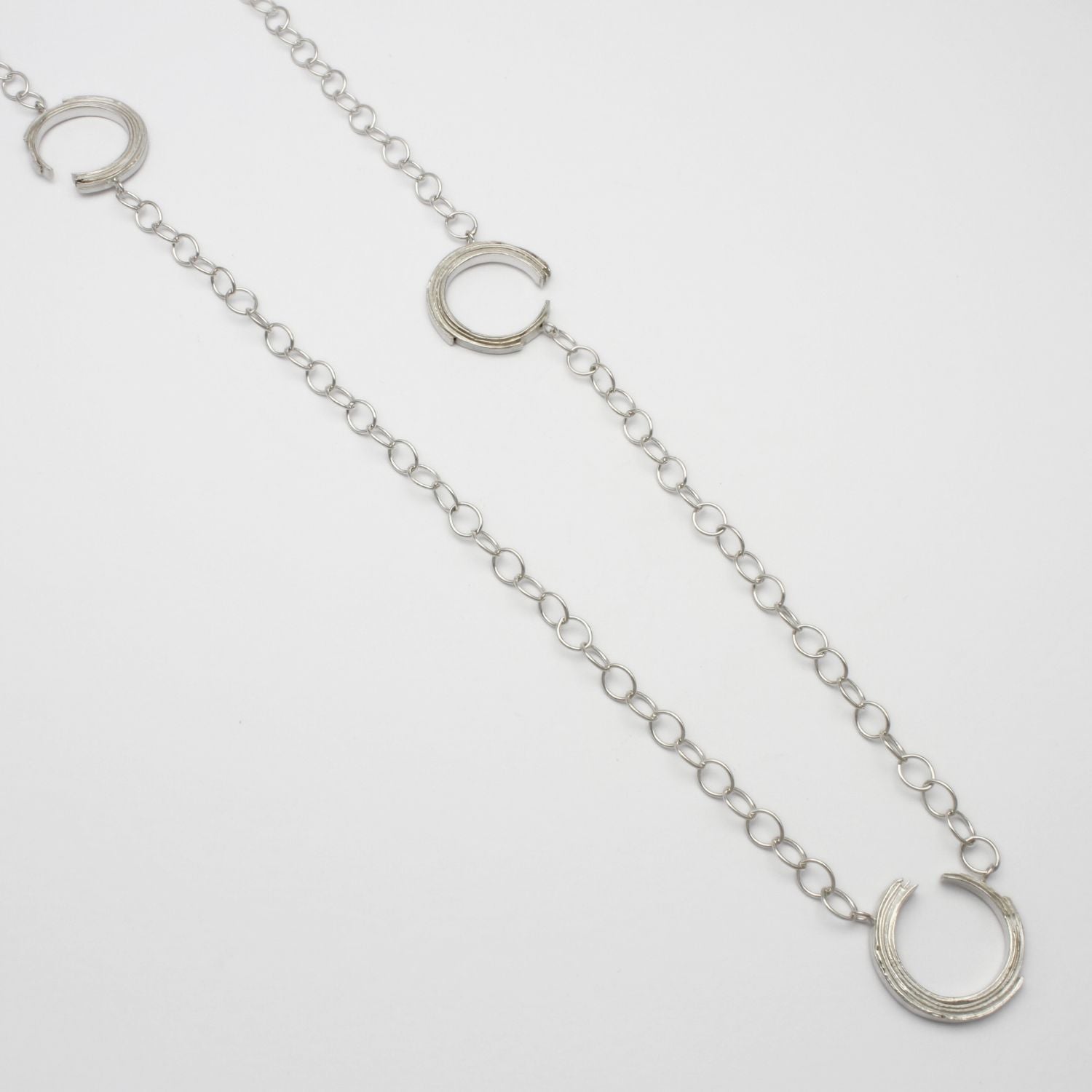 3 full brushstrokes silver 32" necklace