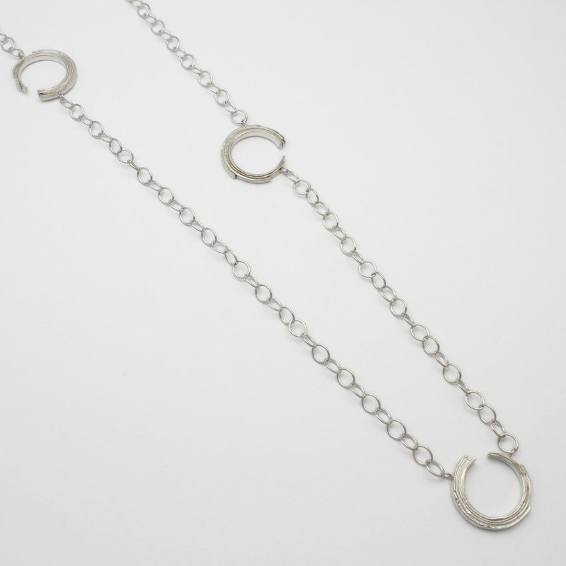 3 full brushstrokes silver 32" necklace