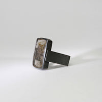 Rutilated quartz Monolith black silver ring by Chris Boland