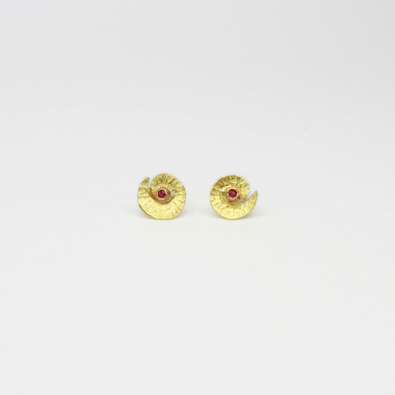 18ct gold & ruby stud earrings by Charmian Ottaway