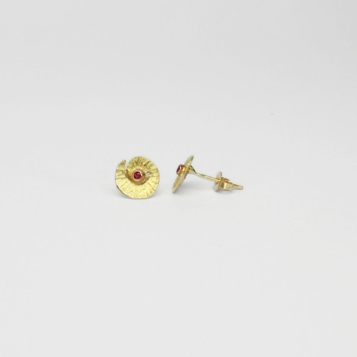 18ct gold & ruby stud earrings by Charmian Ottaway