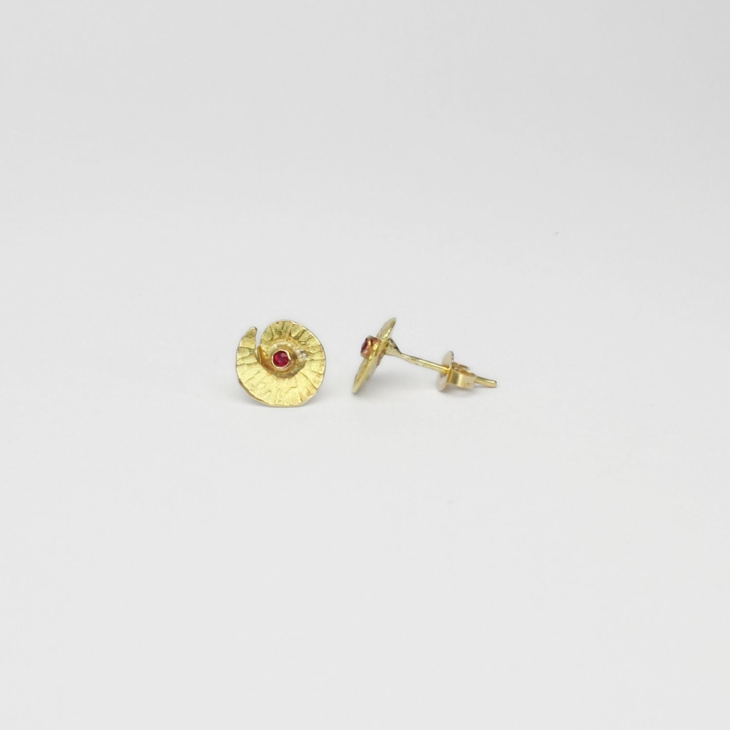 18ct gold & ruby stud earrings by Charmian Ottaway