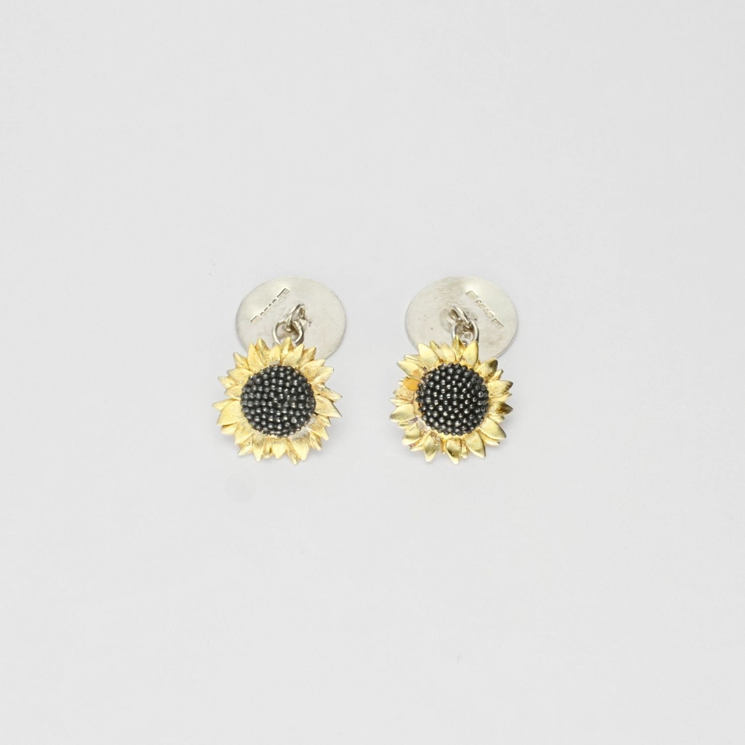 Sunflower silver & gold plated cufflinks by Charmian Ottaway