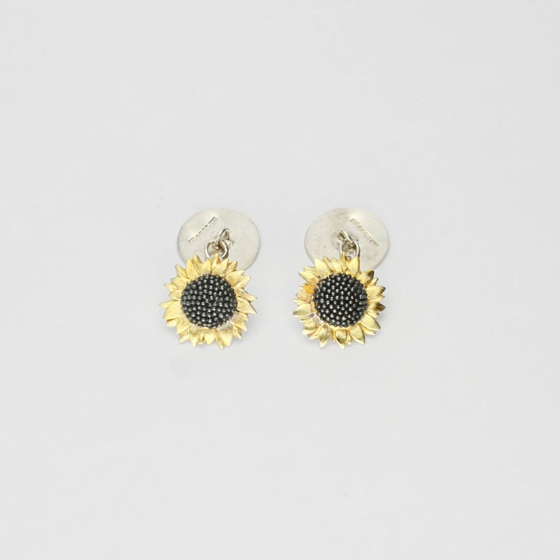 Sunflower silver & gold plated cufflinks by Charmian Ottaway