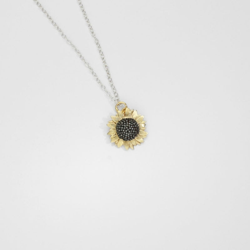 Small sunflower silver gold plated pendant by Charmian Ottaway