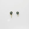 18ct gold & Tahitian pearl drip earrings by Charmian Ottaway