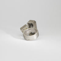 Rectangle tourmaline quartz silver ring by Chris Boland