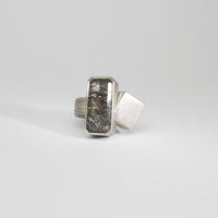 Rectangle tourmaline quartz silver ring by Chris Boland