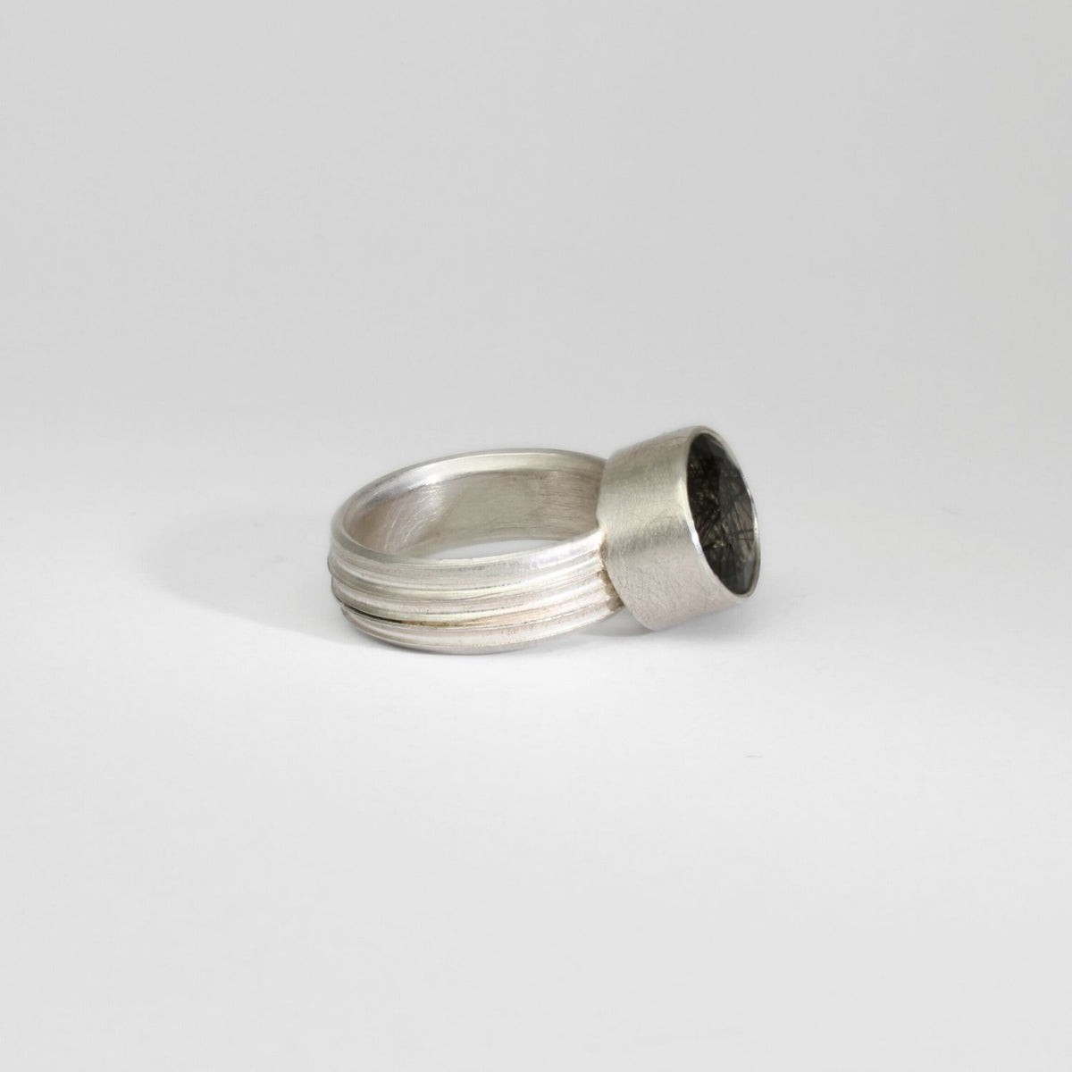 Oval tourmaline quartz silver ring by Chris Boland