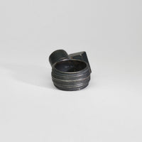 Round aquamarine black silver ring by Chris Boland
