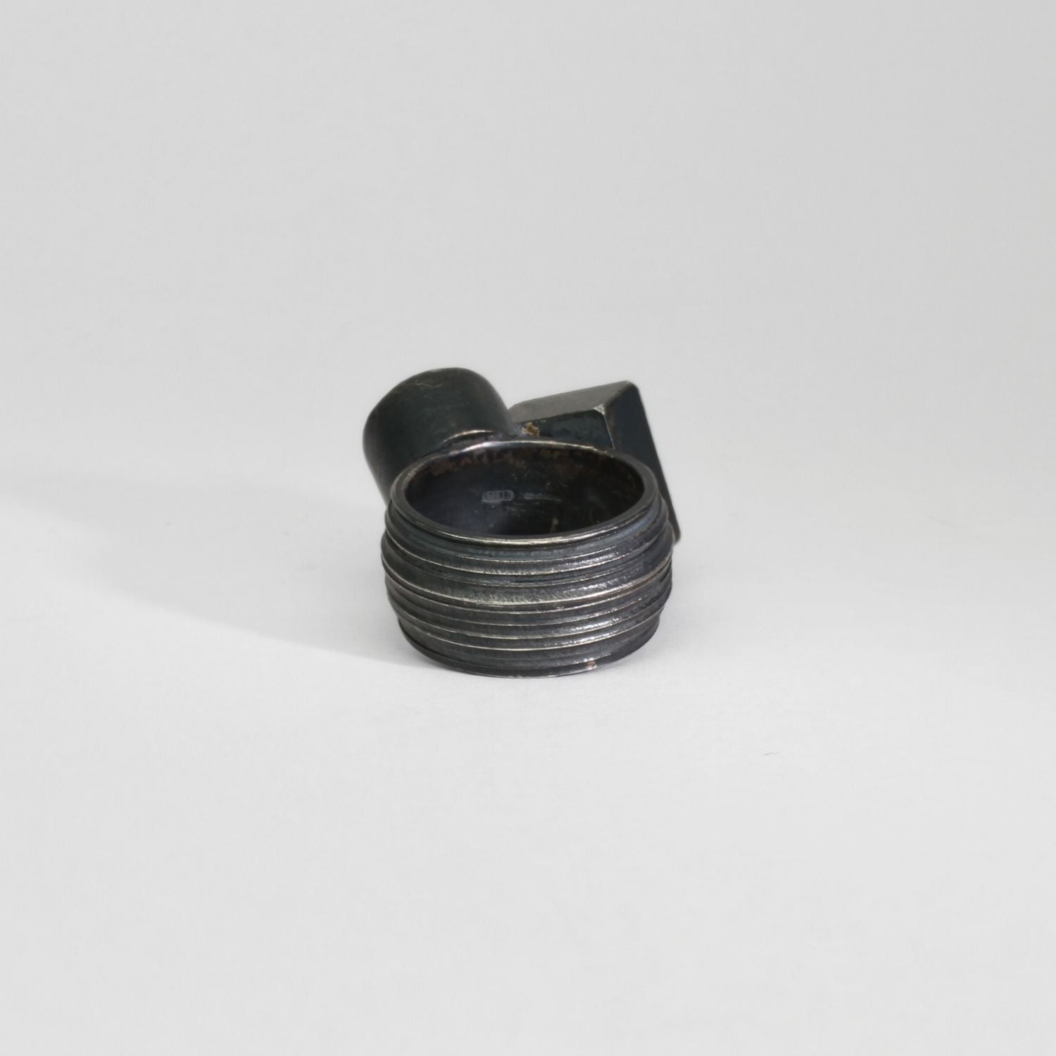 Round aquamarine black silver ring by Chris Boland