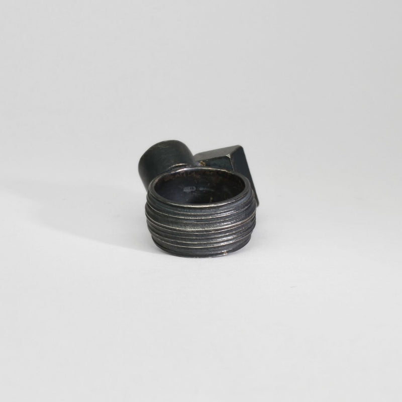 Round aquamarine black silver ring by Chris Boland