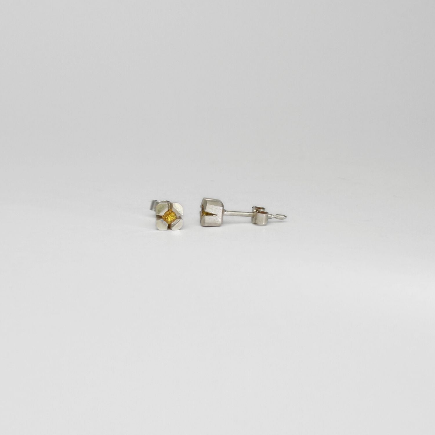 Yellow sapphire silver studs by Chris Boland