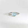 Halo silver ring with blue topaz in 18ct setting by Charmian Ottaway