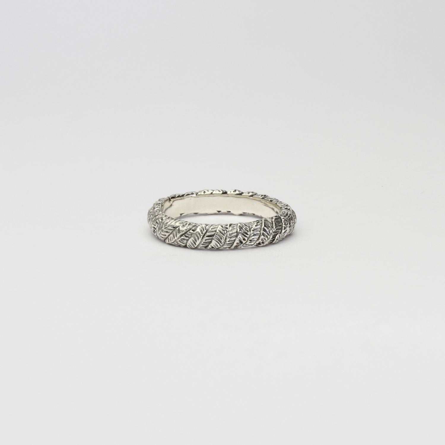 Wide fern silver ring by Charlotte Rowenna