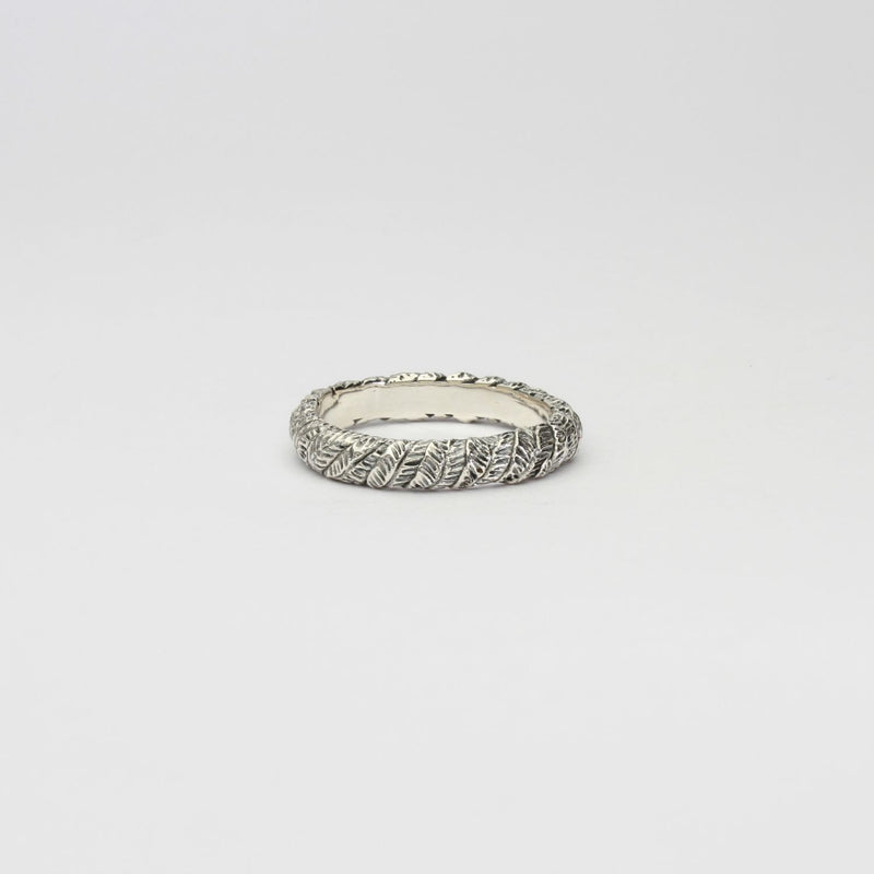 Wide fern silver ring by Charlotte Rowenna