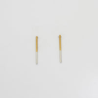 Long bar 2 tone studs silver & 22ct gold plating by Charlotte Reid