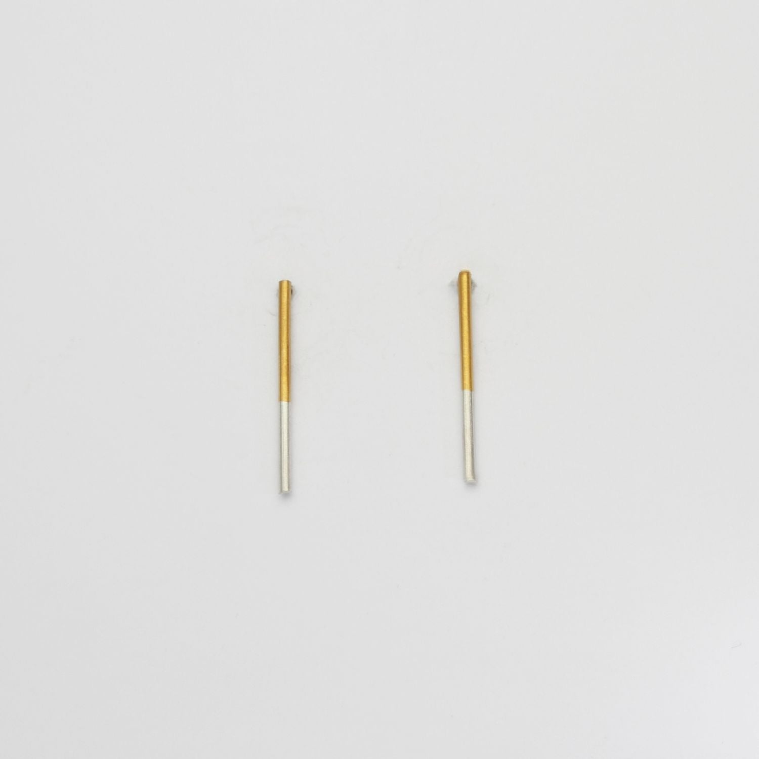 Long bar 2 tone studs silver & 22ct gold plating by Charlotte Reid