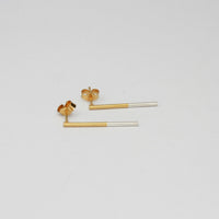 Long bar 2 tone studs silver & 22ct gold plating by Charlotte Reid