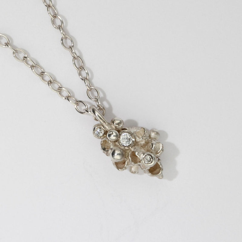 Barnacle Pendant - silver with diamonds by Charlotte Rowenna