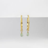 Textured hoops with green quartz silver with 22ct gold plating by Charlotte Reid