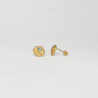 Twisted silver 22ct gold plated studs with sky blue topaz by Charlotte Reid