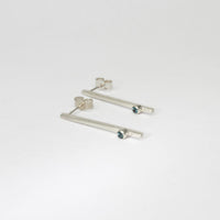 Long bar silver studs with blue topaz by Charlotte Reid
