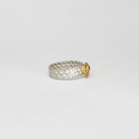 Twisted ring silver & 22ct gold plated with pink sapphire by Charlotte Reid