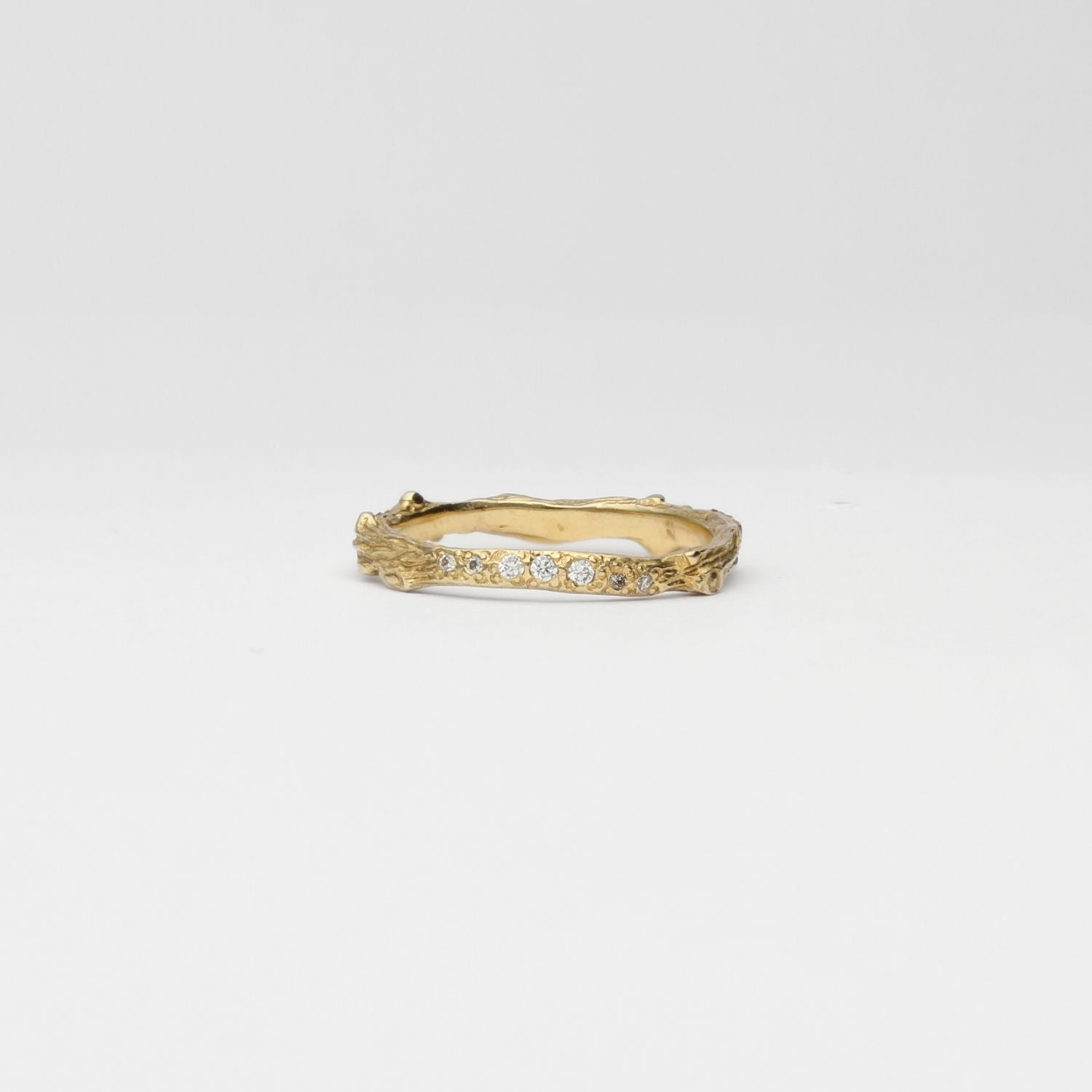 Harvest eternity 9ct gold ring with diamonds by Charlotte Rowenna