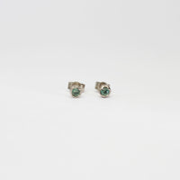 14ct white gold studs with green sapphires by Charlotte Rowenna