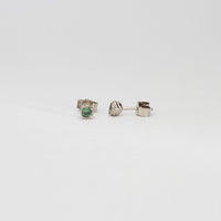 14ct white gold studs with green sapphires by Charlotte Rowenna