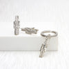 Carved: Silver cufflinks and key ring set