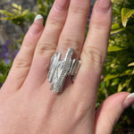 One of a Kind: (No 2.) Bespoke Carved Ring in Silver and Diamonds - Mari Thomas Jewellery