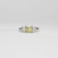 18ct white gold ring with yellow diamond and diamonds by Duncan Eves