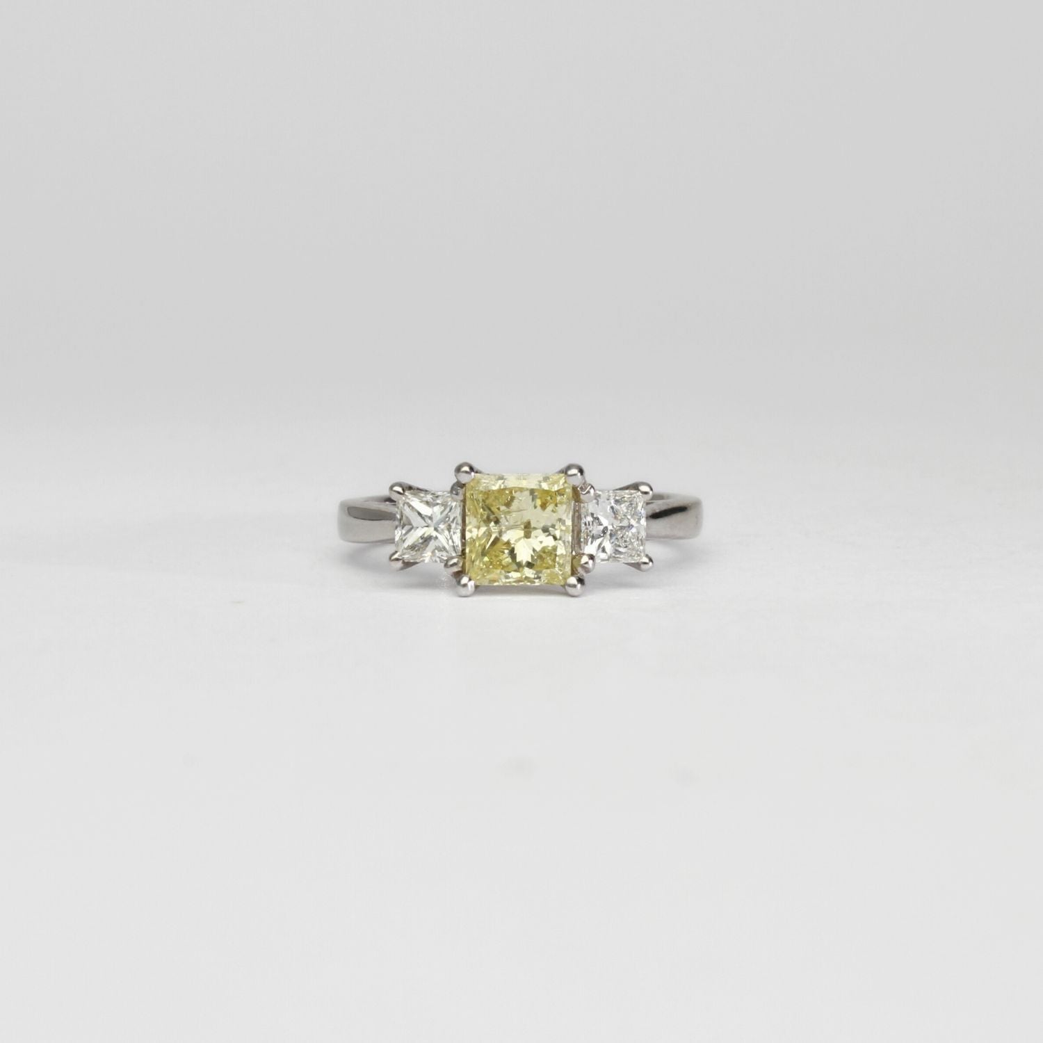 18ct white gold ring with yellow diamond and diamonds by Duncan Eves