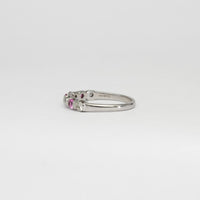 18ct white gold ring with pink sapphires and diamonds by Duncan Eves