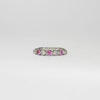 18ct white gold ring with pink sapphires and diamonds by Duncan Eves